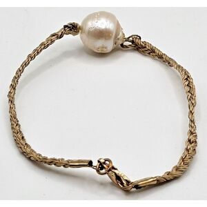 Genuine Baroque Pearl Cord Bracelet 8in